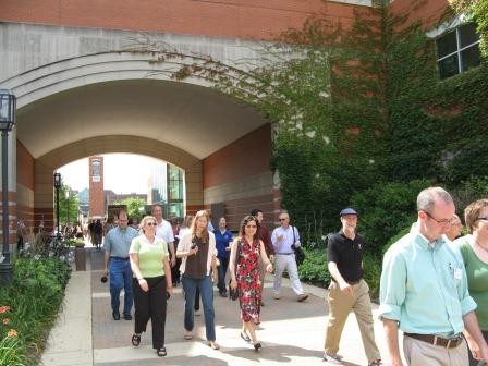 faculty stream through the STU arch